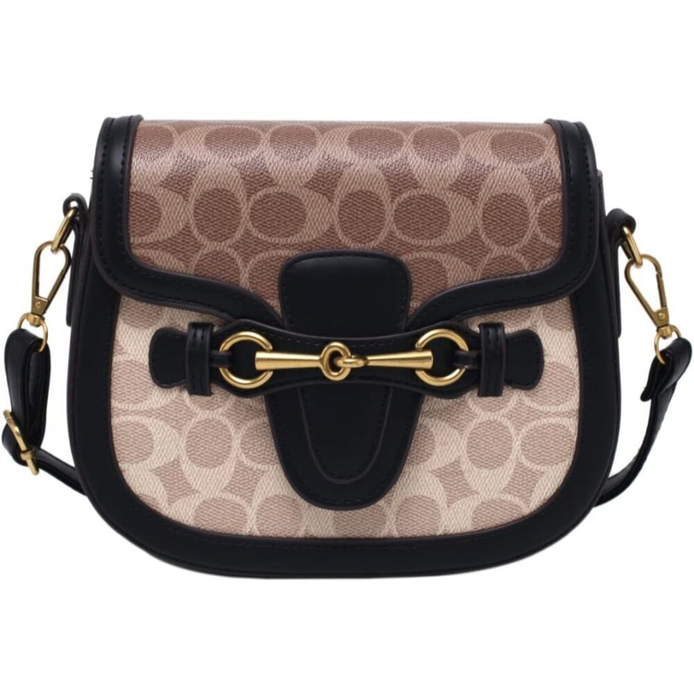 Women Small Pu Leather Crossbody Bag With Buckle Compact Purse